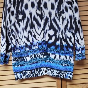 Joseph Black and Blue Patterned Long Sleeve Top